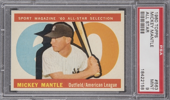 1960 Topps #563 Mickey Mantle All-Star – PSA MINT 9